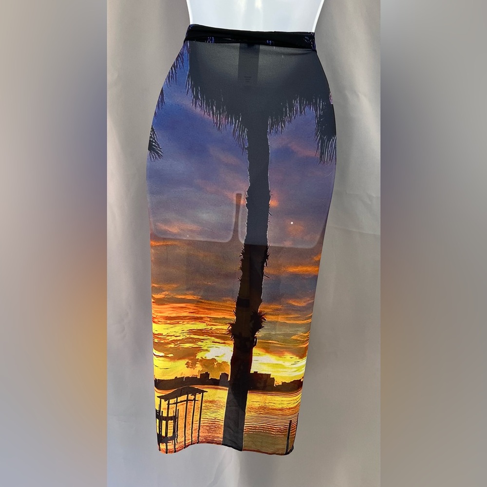 Colleen Lopez Cover Up Wrap One Sz Beach ocean view palms sunset - Picture 4 of 10